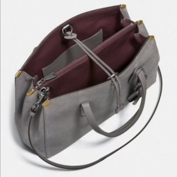 Grey Suede Coach Cooper Carryall - Picture 4 of 8